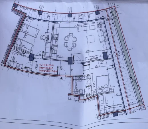 Tirane, jepet me qera pa-komision Apartament 2+1+Ballkon+ 2 tualete, Parkim dhe administrim i perfshire,Kati 11, 111 m²  1.800 € (Rezidenca Lake View)