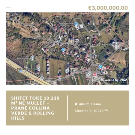 Tirane, shitet toke , 10.210 m² 3.000.000 € (Mullet)