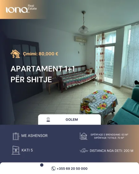 Golem, shitet apartament 1+1 , 70 m² 80.000 € 