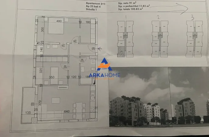 Tirane, shitet apartament 2+1+Ballkon , 102 m²