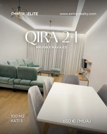 Tirane, jepet me qera apartament 2+1 Kati 5, 100 m² 650 € (Globe)