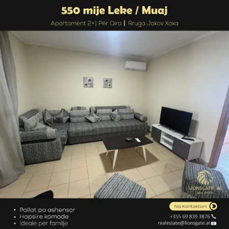 Tirane, jepet me qera apartament 2+1 , 74 m² 550 € (Rruga Jakov Xoxa)