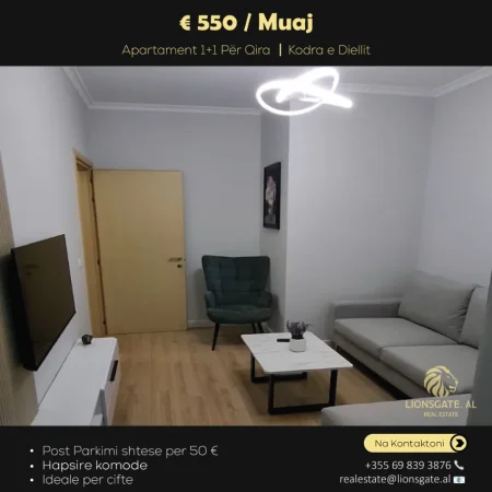 Tirane, jepet me qera apartament 1+1 , 50 m² 550 € (Kodra e diellit)