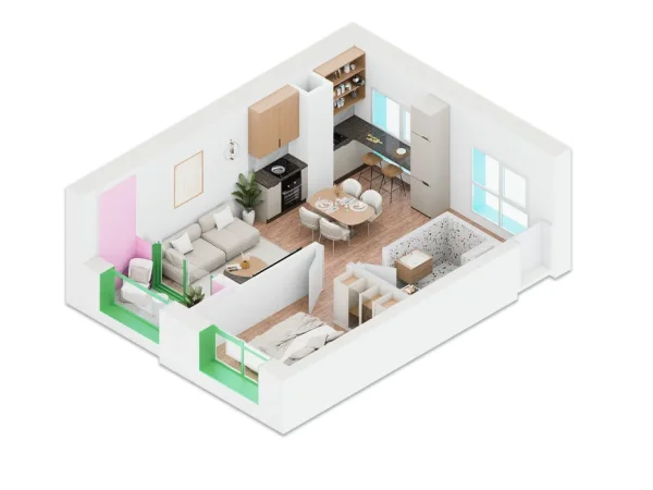 Tirane, shitet apartament 1+1 Kati 5, 64 m² 134.000 € 