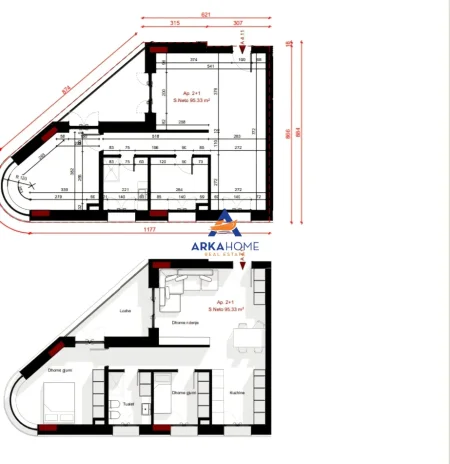 Tirane, shitet apartament 2+1+Ballkon Kati 4, 95 m² 159.796 € 