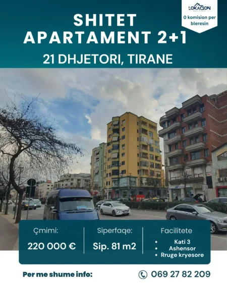Tirane, shitet nga Pronari, pa-komision apartament 2+1+Ballkon Kati 3, 81 m² 220.000 € (21 DHJETORI)