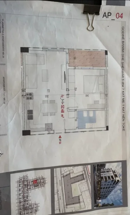 Tirane, shitet apartament 1+1+Ballkon Kati 1, 61 m² 75.700 € 