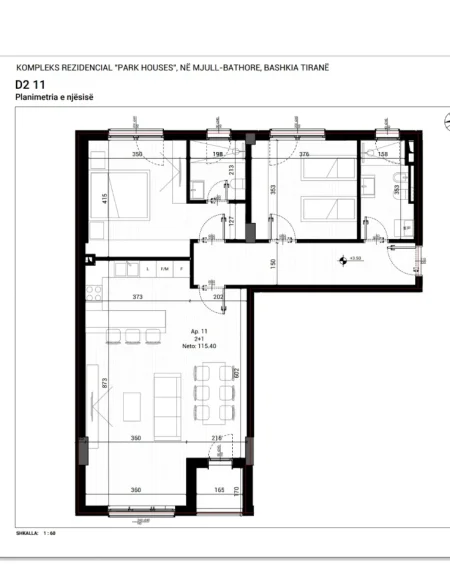 Tirane, shitet apartament 2+1+Aneks+Ballkon Kati 2, 136 m² 258.400 € (Mjull Bathore)
