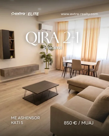 Tirane, jepet me qera apartament 2+1 Kati 5, 80 m² 850 € (Mondial)