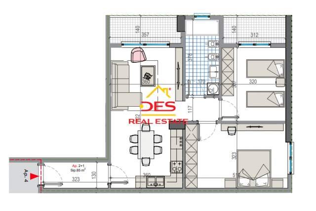 Tirane, shitet apartament 2+1+BLK Kati 5, 104 m² 67.600 Euro (KAMEZ)