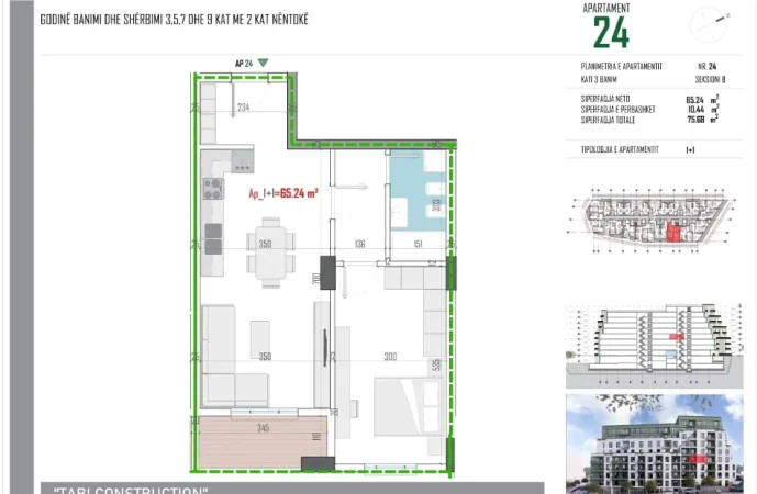 Tirane, shitet apartament 1+1+Ballkon Kati 3, 75 m² 85.900 € (Rruga Memo Meto Tirane, Paskuqan 1047, Albania)