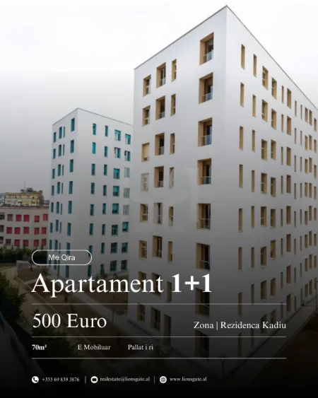 Tirane, jap me qera apartament 1+1 , 70 m² 500 € (Rezidenca Kadiu)