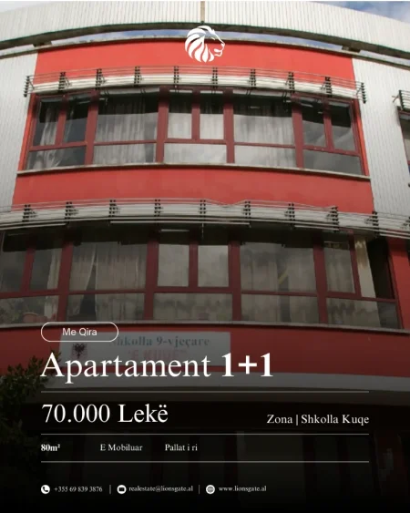 Tirane, jepet me qera apartament 1+1 , 80 m² 700 € (Shkolla Kuqe)