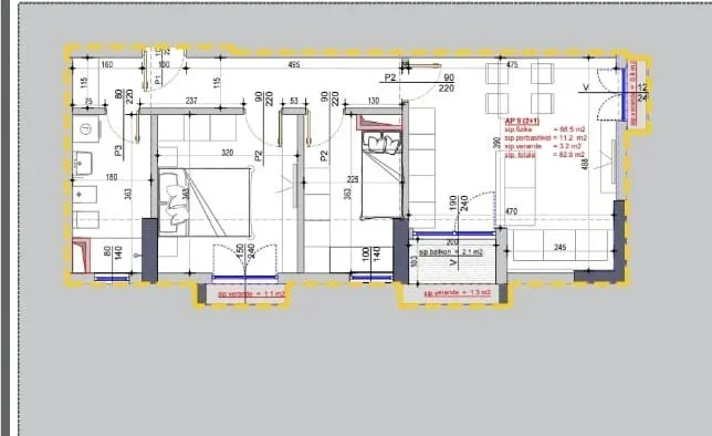 Tirane, shitet apartament 2+1 Kati 2, 89 m² 82.900 € (KAMEZ)