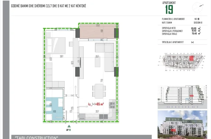 Tirane, shitet apartament 1+1+Ballkon Kati 2, 75 m² 85.600 € (Rruga Memo Meto Tirane, Paskuqan 1047, Albania)