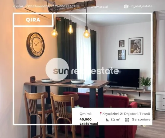 jepet me qera garsonier 1+1 Kati 5, 30 m² (KRYQEZIMI 21 DHJETORI)