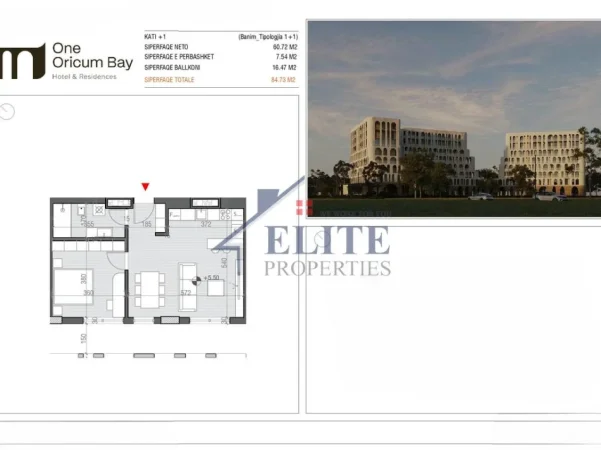 Radhime - Orikum, shitet apartament 1+1+Ballkon Kati 1, 85 m² 211.825 € (One Orikum Bay)