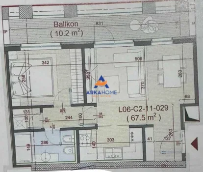 Tirane, jepet me qera apartament 1+1+Ballkon Kati 6, 87 m² 144.870 € 