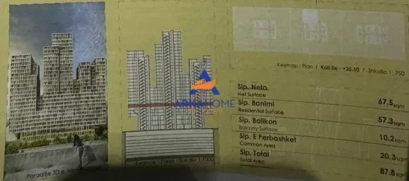 Tirane, jepet me qera apartament 1+1+Ballkon Kati 6, 87 m² 144.870 € 