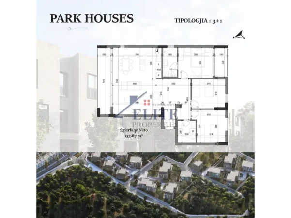 Tirane, shitet apartament 2+1+Ballkon Kati 1, 158 m² 291.800 € (Park House Residence)