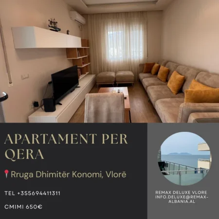 Vlore - Lungomare, jepet me qera apartament 2+1 Kati 6, 86 m² 650 € (Rruga Dhimitër Konomi, Vlore)
