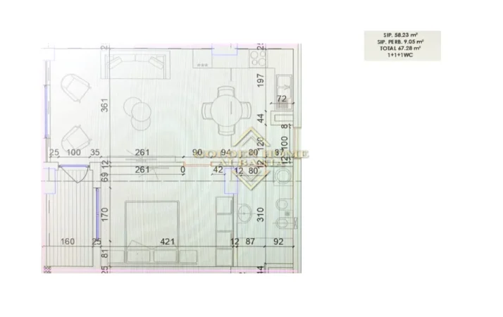 Tirane, shitet apartament 1+1 , 67 m² 124.468 € 