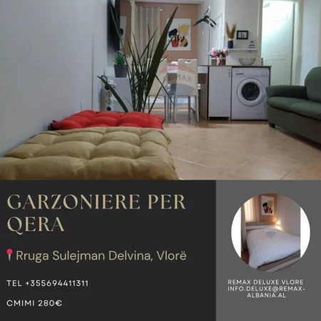 Vlore, jepet me qera garsonier 1+1 , 30 m² 280 € (Rruga Sulejman Delvina, Vlorë)