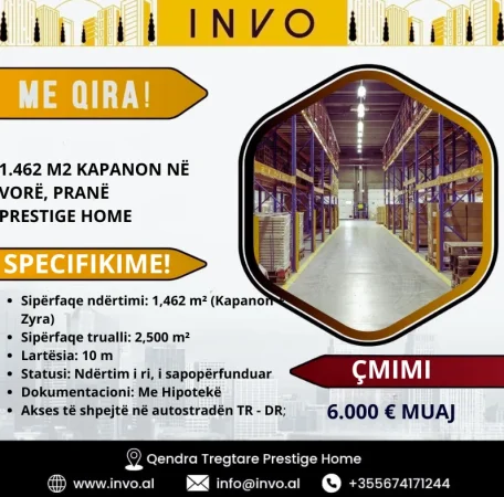 Tirane, jepet me qera ambjent biznesi , 1.462 m² 6.000 € (Vore, prane Prestige Home)