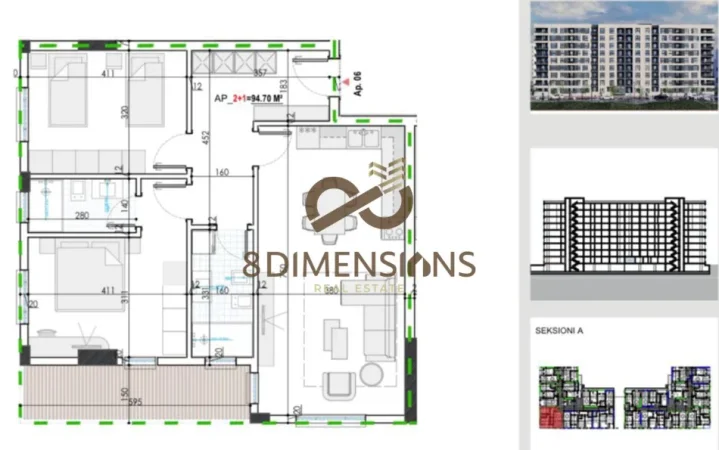 Tirane, shitet 2+1+Ballkon Kati 1, 110 m² 92.000 € (kamez)