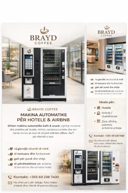 Durres, okazion SHITEN VENDING MACHINE SNACK &amp; EXPRES Vendndodhja: Durrës Plazh Kontakt: +355 69 238 7400