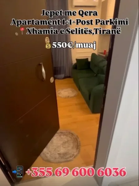 Tirane, jepet me qera apartament 1+1+Post Parkimi Kati 3, 70 m² 550 € (Xhamia e Selitës)