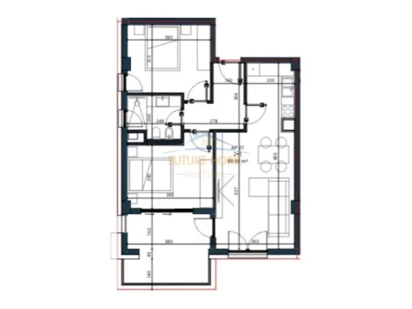 Tirane, shitet apartament 2+1 Kati 2, 106 m² (DHERMI)