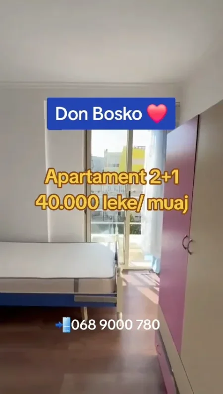 Tirane, jepet me qera apartament 2+1 Kati 6, 400 € (Don bosko)