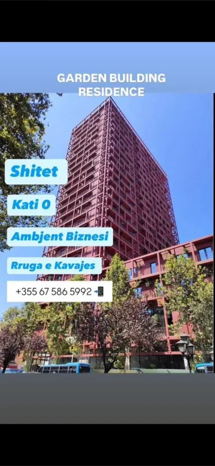 Tirane, shes ambjent biznesi Kati 0, 62 m² 250.000 € (Rruga Kavajes Tirana Garden Building)