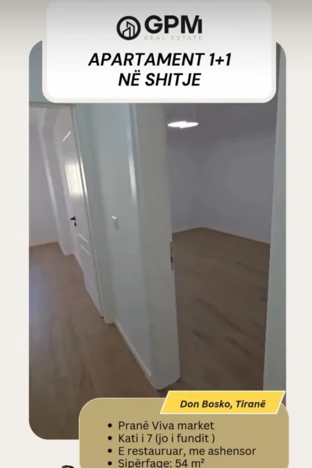 Tirane, shitet apartament 1+1 Kati 7, 115.000 €