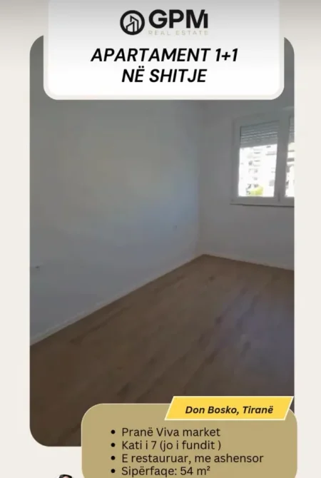 Tirane, shitet apartament 1+1 Kati 7, 115.000 €