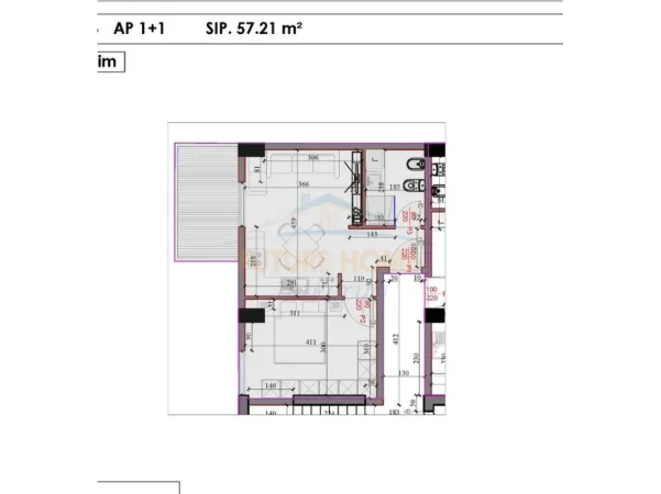 Tirane, shitet apartament 1+1 Kati 5, 57 m² 57.200 € (lqeni i paskuqanit)