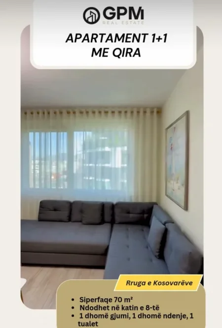 Tirane, jepet me qera apartament 1+1 Kati 8, 70 m² 900 €