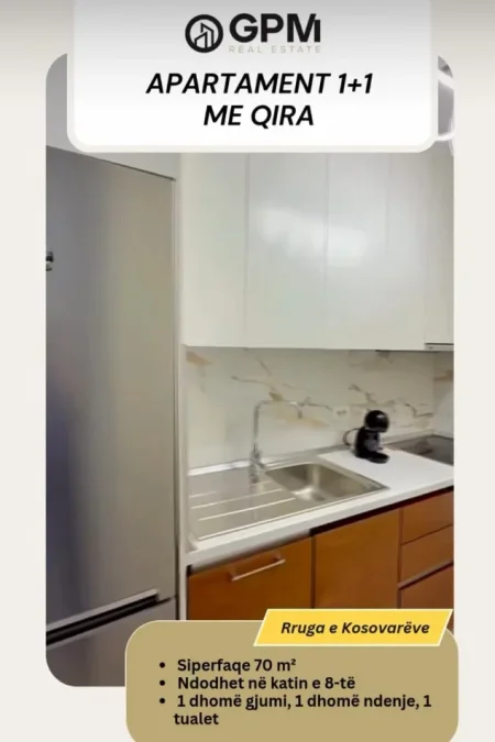 Tirane, jepet me qera apartament 1+1 Kati 8, 70 m² 900 €