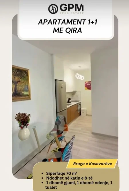 Tirane, jepet me qera apartament 1+1 Kati 8, 70 m² 900 €