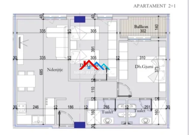 Shqiperi, shitet apartament 2+1+Ballkon Kati 3, 88 m² 124.000 € (RRUGA 29 NENTORI,ISH-DOGANA)