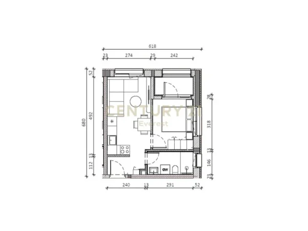 Tirane, shes apartament 1+1 Kati 8, 48 m² 79.000 € (Ali Demi)