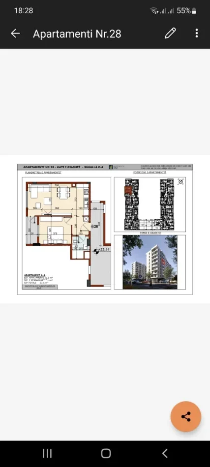 Tirane, jepet me qera nga Pronari, pa-komision apartament 1+1 Kati 7, 64 m² 550 € 
