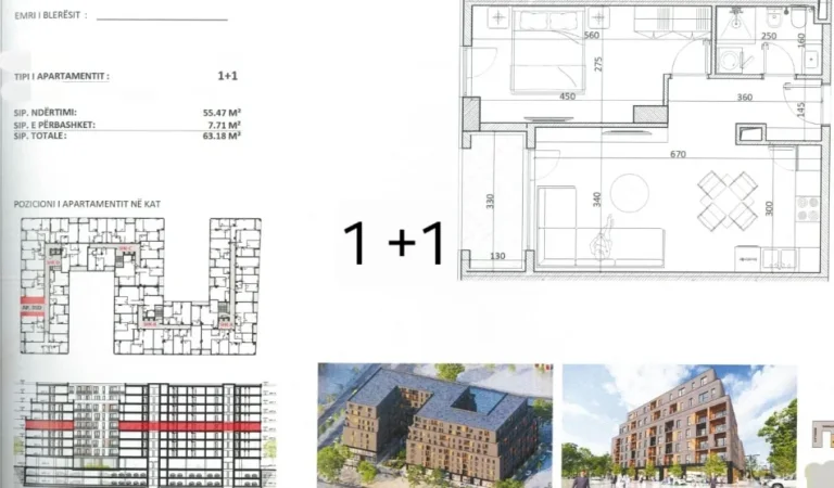 KAMEZ: SHITEN APARTAMENTE 1+1 ME SIPERFAQE NGA 61 M2-75 M2