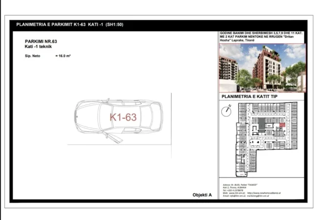Tirane, shitet garazh | post parkimi Kati -1, 42 m² 30.000 € (Rruga Dritan Hoxha)