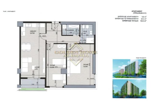 Shqiperi, shitet 2+1 , 105 m² 168.480 € 