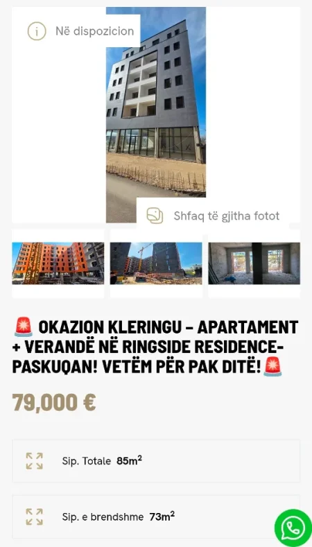 Tirane, shitet apartament Kati 0, 85 m² 79.000 € 