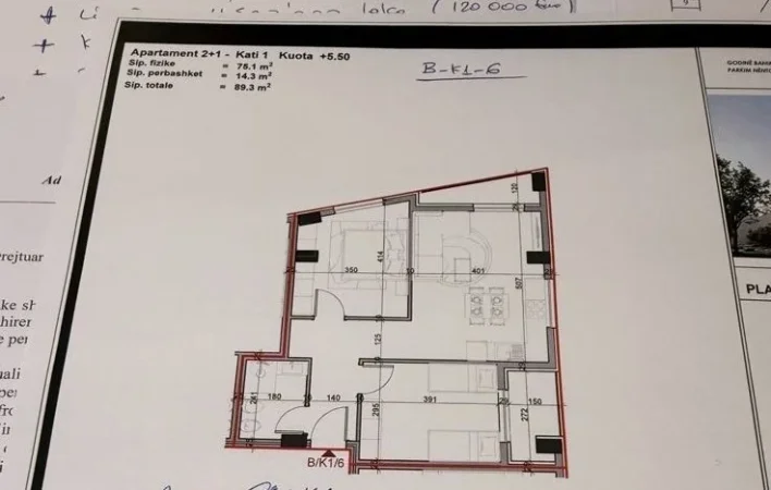 Tirane, shitet apartament 2+1 Kati 1, 89 m² 101.500 € (Rruga Mehmet Gjevori, Paskuqan, Albania)