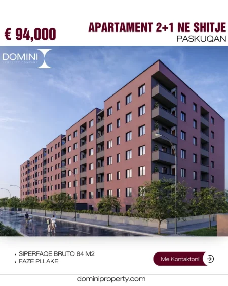Tirane, shitet apartament 2+1 , 84 m² 94.000 € (Paskuqan)