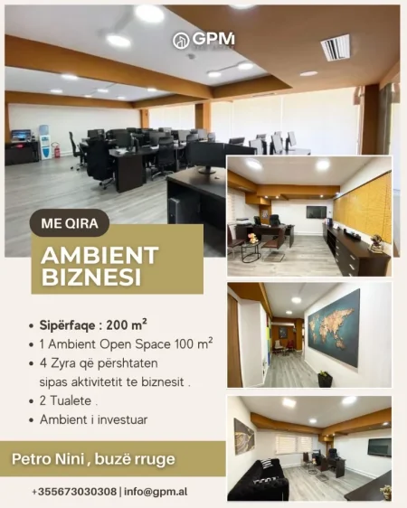 Ambjent biznesi me qira te Petro Nini, buzë rruge.
